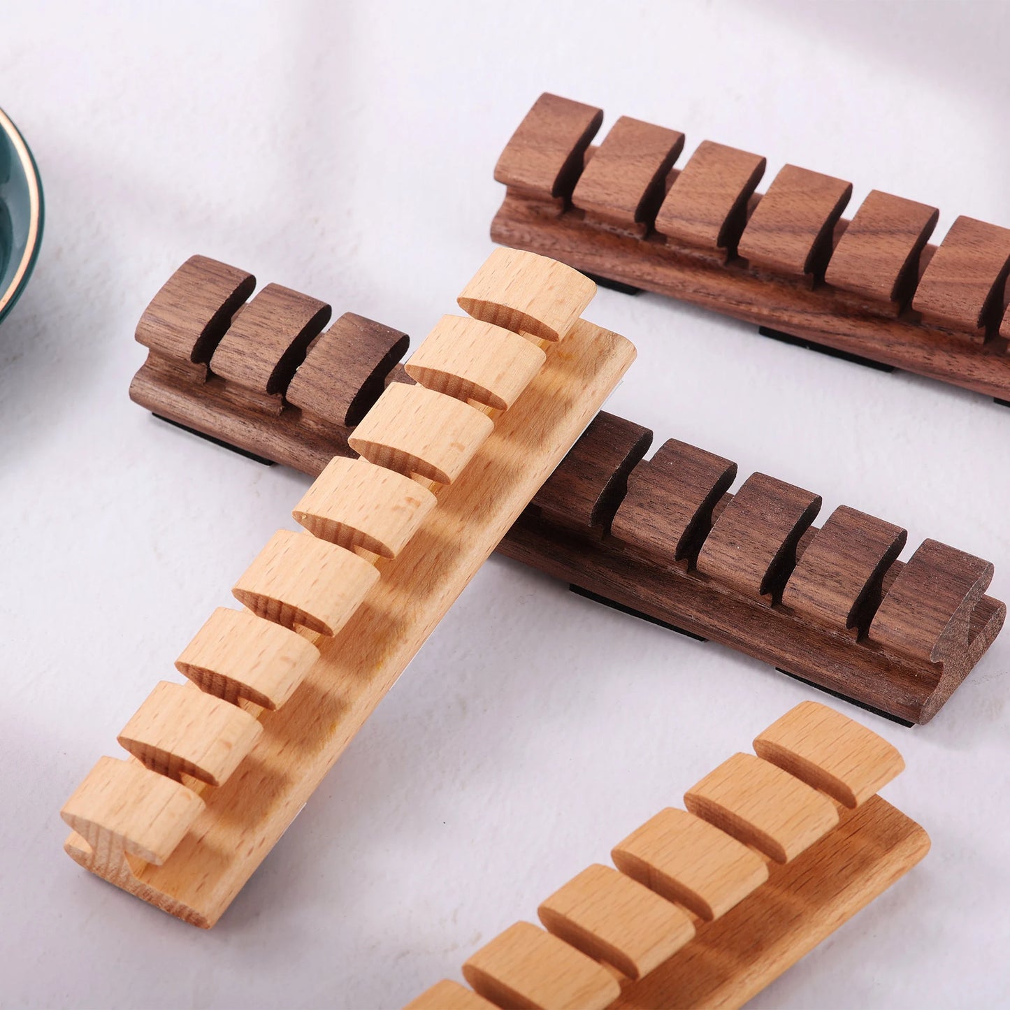 Premium Wooden Cable and Cord Organizer for Desk, Desk Cable Management, Multiple Slots Cable Holder