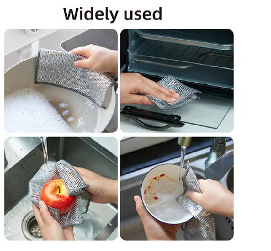 10 Counts Non-Scratch Wire Dishcloths for Kitchen Cleaning, Multipurpose Dishwashing Rags for Wet and Dry Use Easy Rinsing, Reusable, Wire Cleaning Cloth Wire Dish Towels for Kitchen, Sinks, Pots, Pans