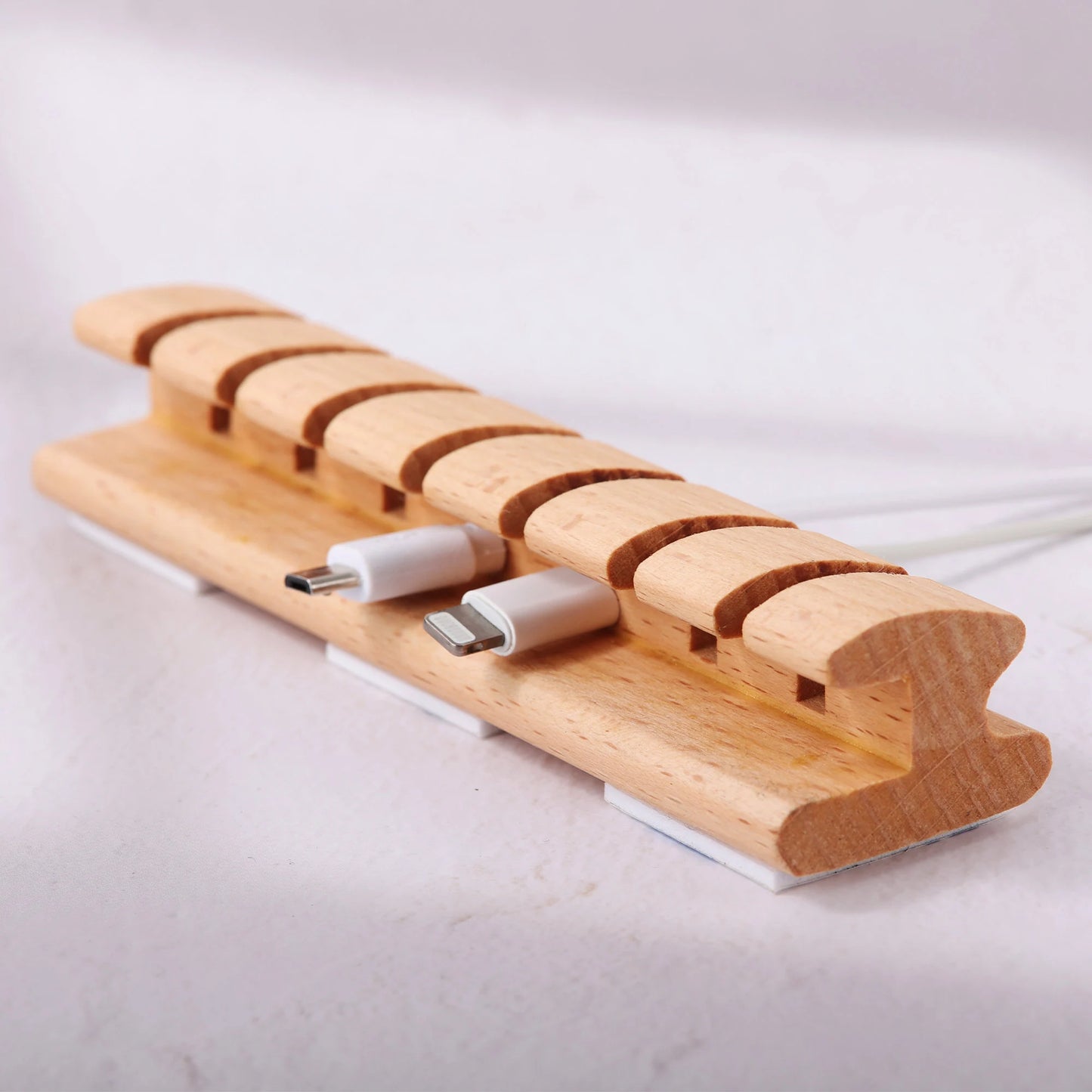 Premium Wooden Cable and Cord Organizer for Desk, Desk Cable Management, Multiple Slots Cable Holder