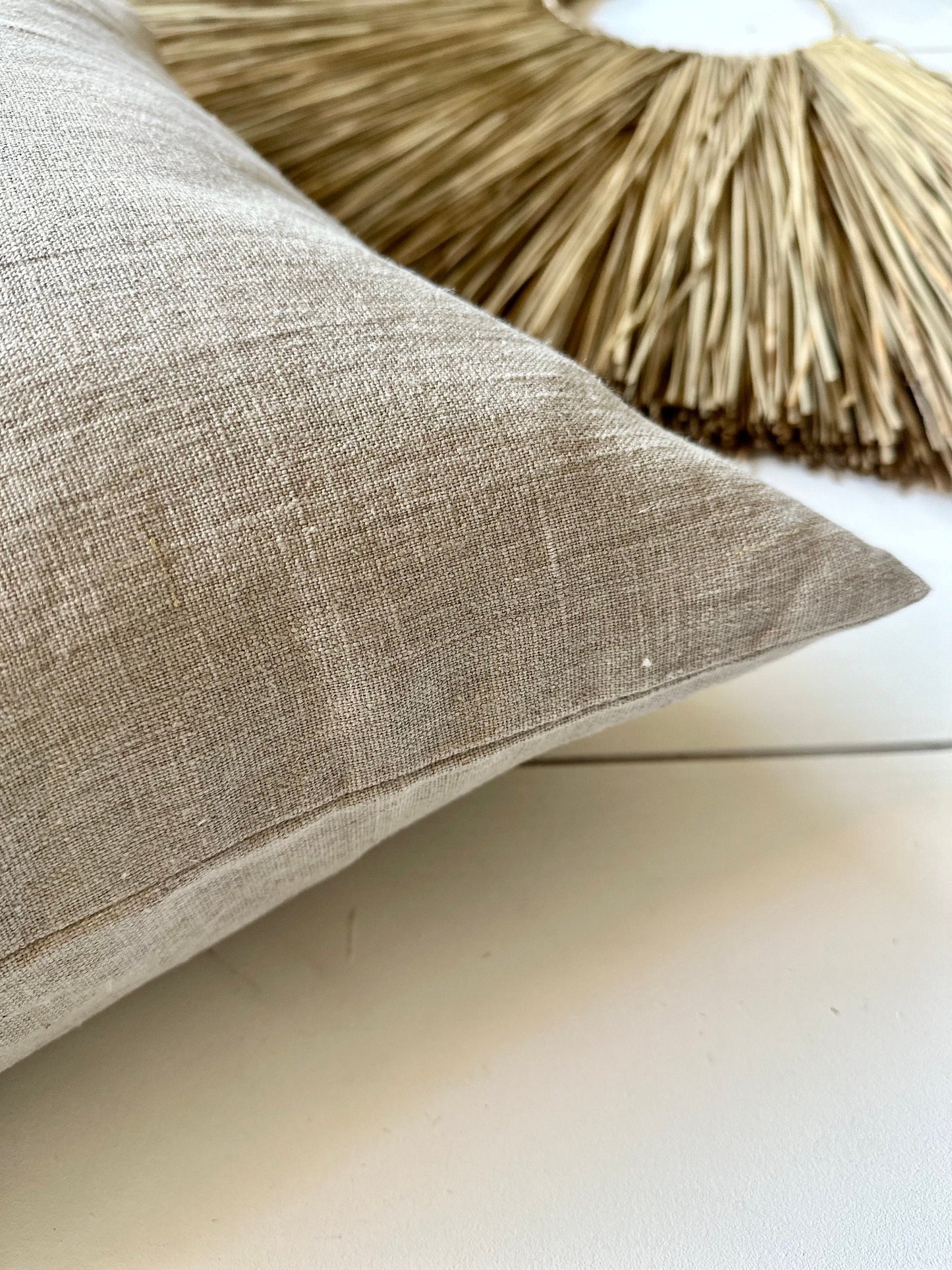 Rustic Washed Linen Pillow Case in Natural/Raw Linen Throw Pillow Covers/Grain Sack Pillow Case/Farmhouse Pillow Sham/Decorative Pillow Case