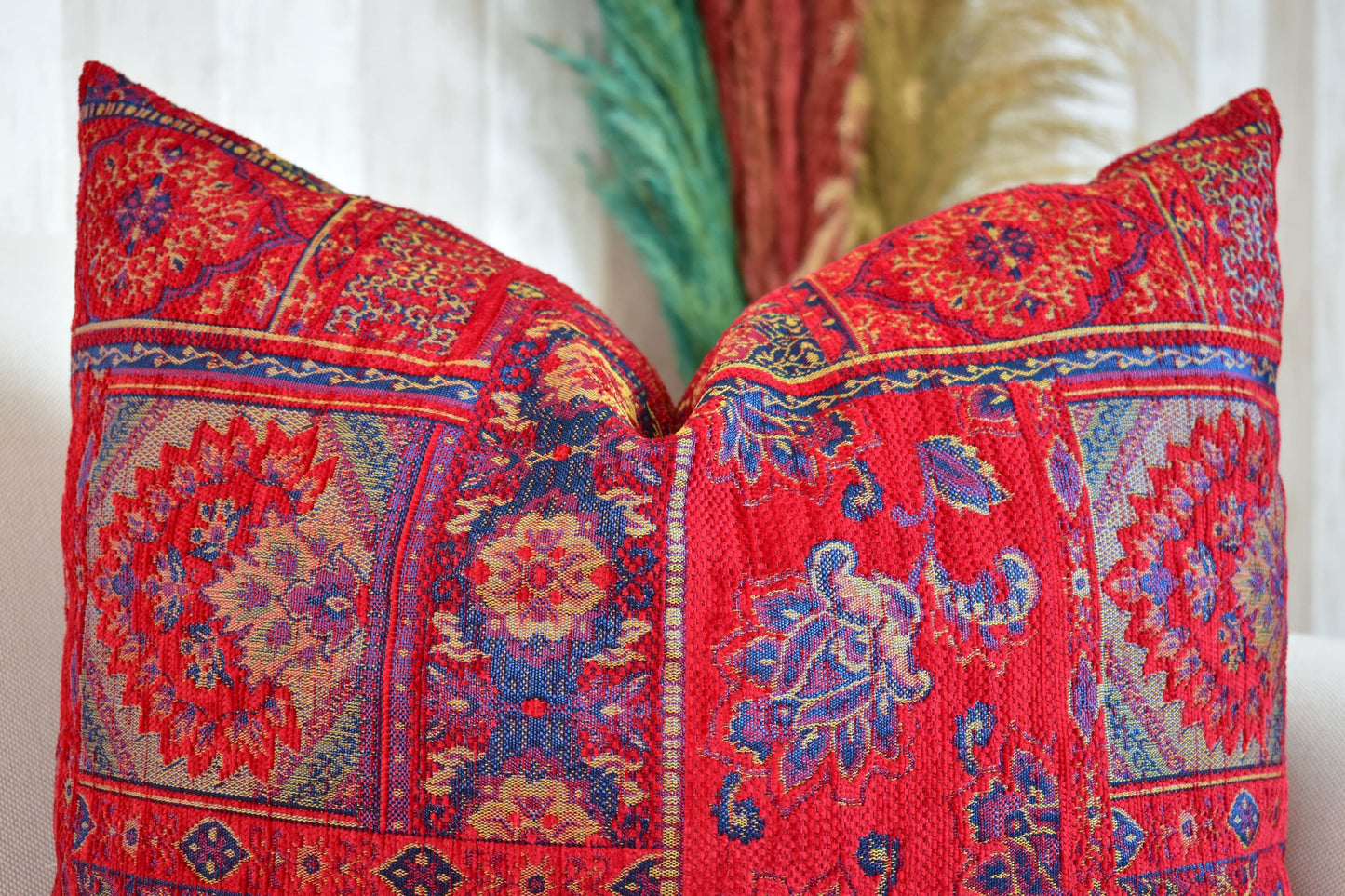 Boho Kilim Pillow Cover, Turkish Rug Throw Pillow, Bohemian Cushion Cover, Moroccan Ethnic Pillow, Cozy Chenille Pillow Cover,Any Size Color