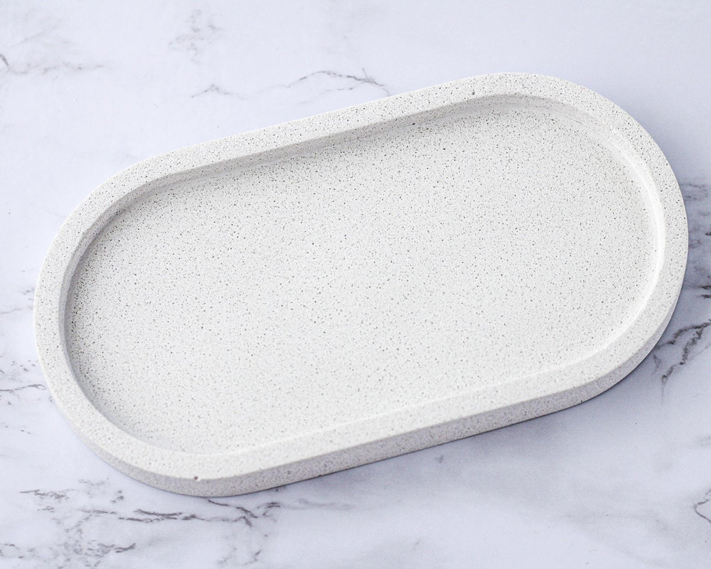 Oval Tray Decor Trinket Dish Small Storage Handmade Jesmonite Neutral Home Decor and Gift