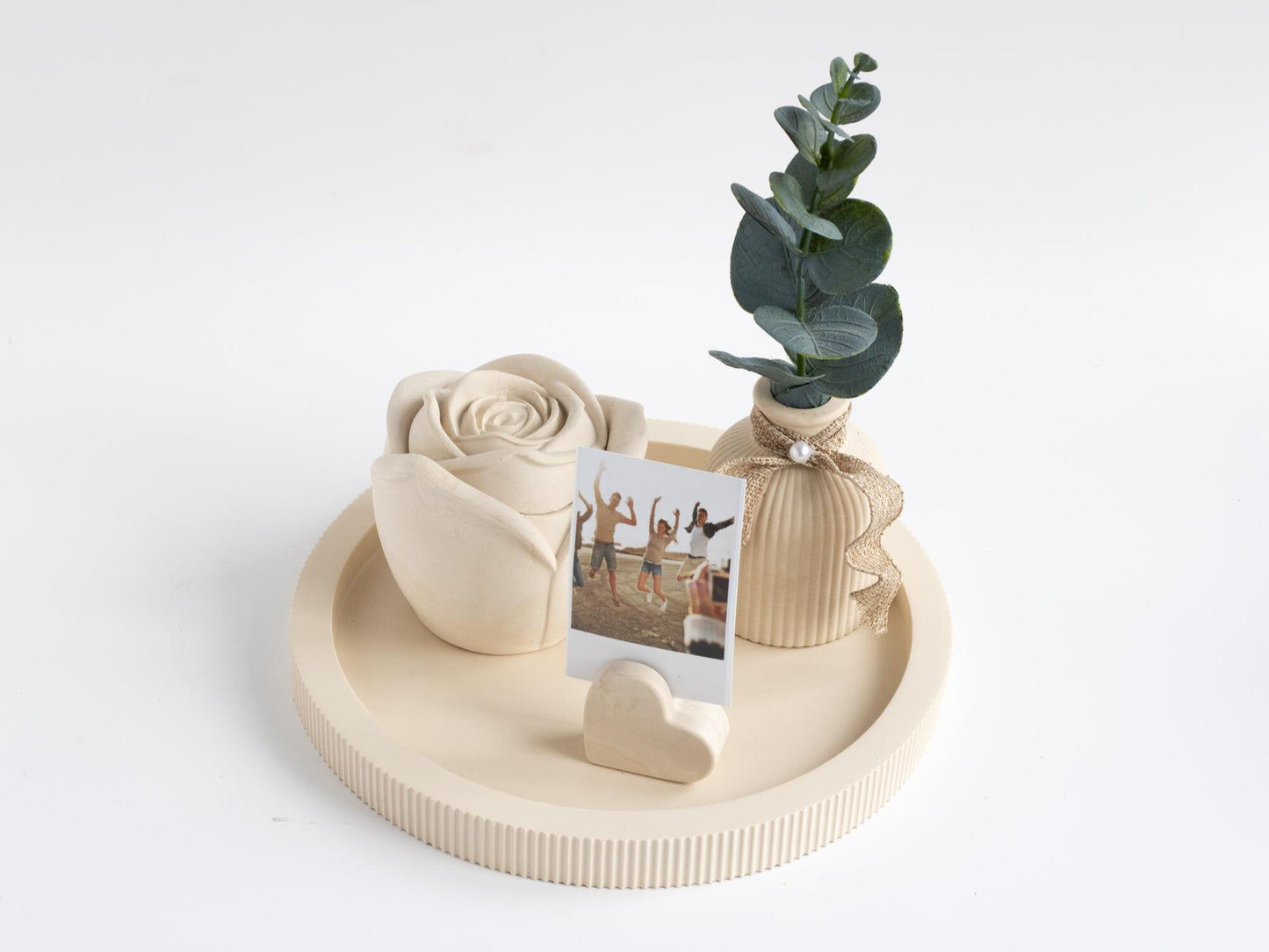 Beige Ribbed Decorative Tray Stone | Shelf Decor | Homeware Display Tray Accessories | Jesmonite | Handmade | Home Decor and Gift