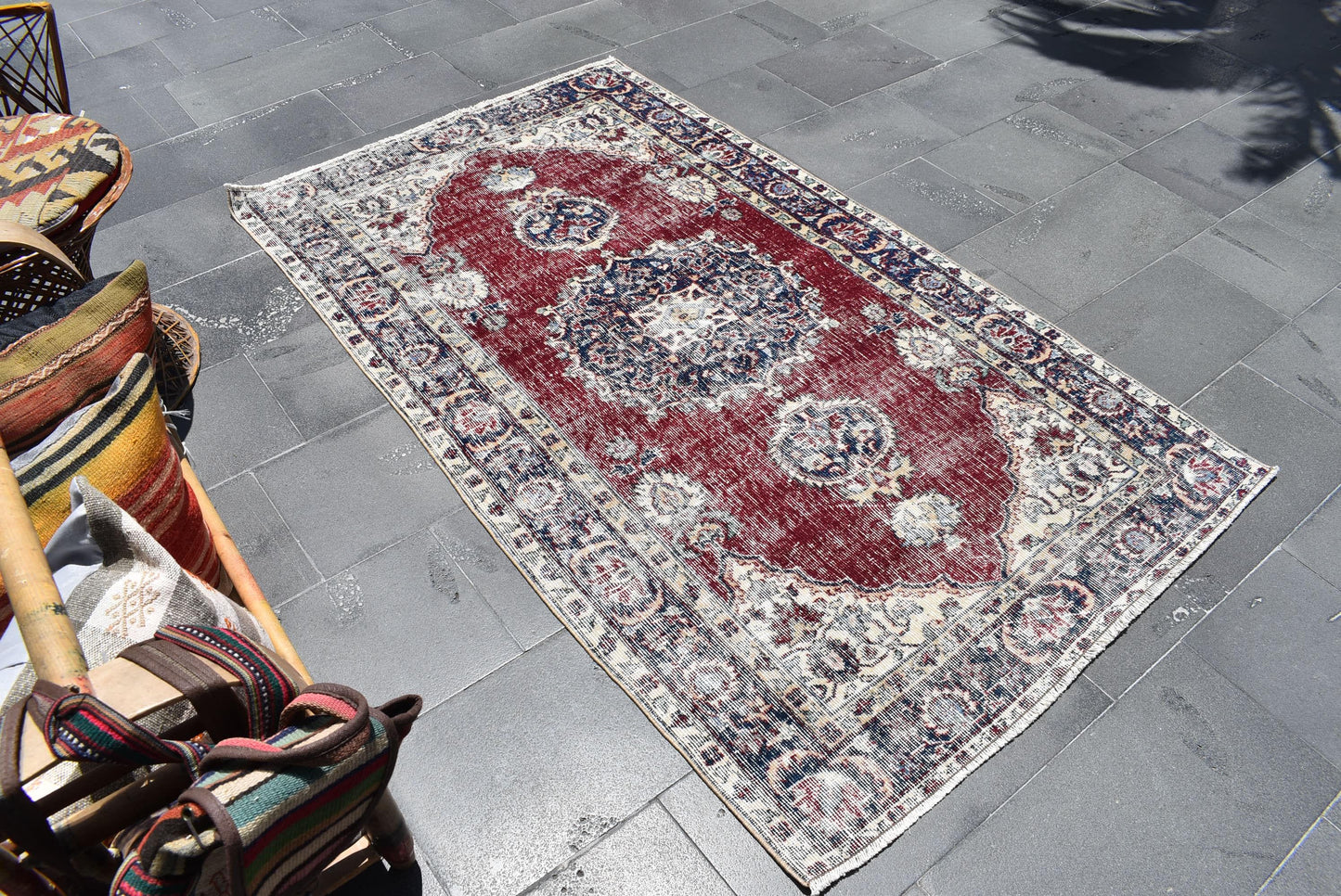 Free Shipping, Turkish Rug, Oushak Rug, Bohemian Rug, Free Shipping 3.8 X 6.5 Ft , Turkey Rug, Boho Decor , Rustic Rug , Area Rug, ZDA0393