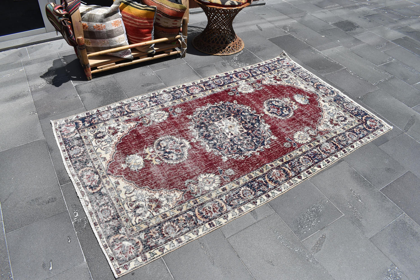 Free Shipping, Turkish Rug, Oushak Rug, Bohemian Rug, Free Shipping 3.8 X 6.5 Ft , Turkey Rug, Boho Decor , Rustic Rug , Area Rug, ZDA0393