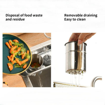 Stainless Steel Pull-Out Drainage Rack, Adjustable with Wipe Bar, Kitchen Waste Residue Organizer, Sponge Organizer, Sink Organizer