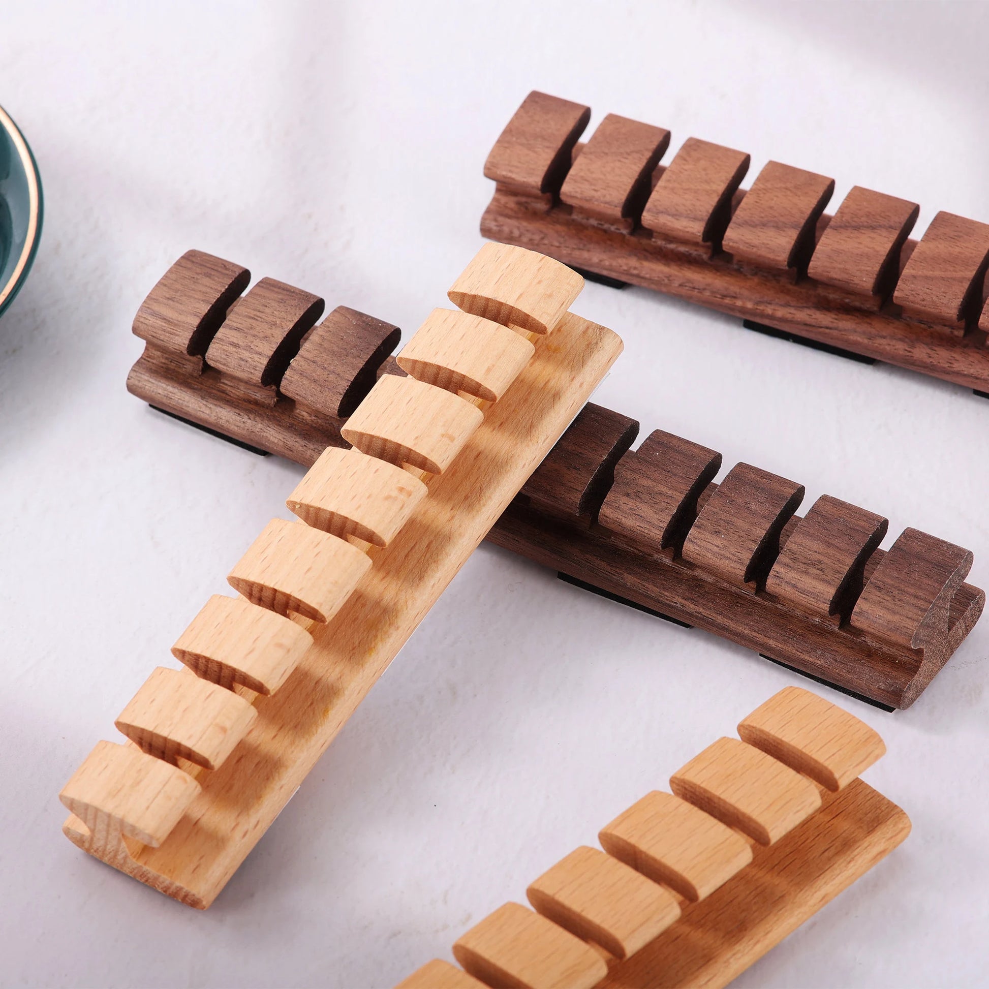 Premium Wooden Cable and Cord Organizer for Desk, Desk Cable Management, Multiple Slots Cable Holder
