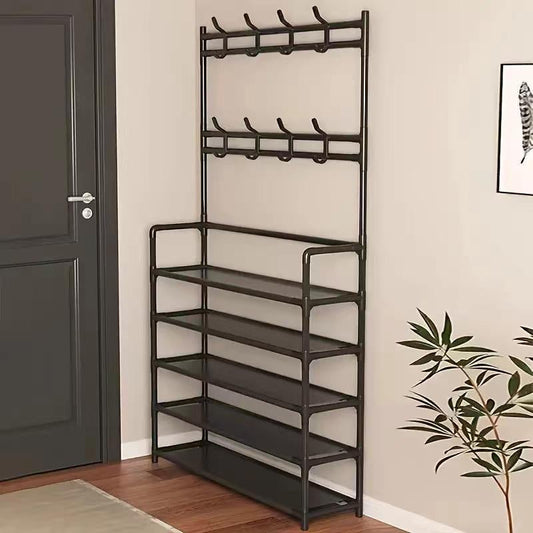 Coat & Shoe & Hat Standing Rack, Summer Stable Large Capacity Entryway Rack with 5-Tier Storage Shelves, Freestanding Rack for Bedroom, Hallway, Dormitory Coat Shoe Versatile Shoe Large Capacity Coat Shoe Hat Rack Organiser