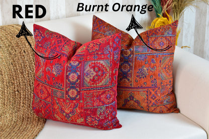 Boho Kilim Pillow Cover, Turkish Rug Throw Pillow, Bohemian Cushion Cover, Moroccan Ethnic Pillow, Cozy Chenille Pillow Cover,Any Size Color