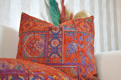 Boho Kilim Pillow Cover, Turkish Rug Throw Pillow, Bohemian Cushion Cover, Moroccan Ethnic Pillow, Cozy Chenille Pillow Cover,Any Size Color
