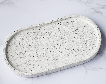 Oval Tray Decor Trinket Dish Small Storage Handmade Jesmonite Neutral Home Decor and Gift