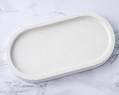Oval Tray Decor Trinket Dish Small Storage Handmade Jesmonite Neutral Home Decor and Gift