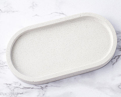 Oval Tray Decor Trinket Dish Small Storage Handmade Jesmonite Neutral Home Decor and Gift