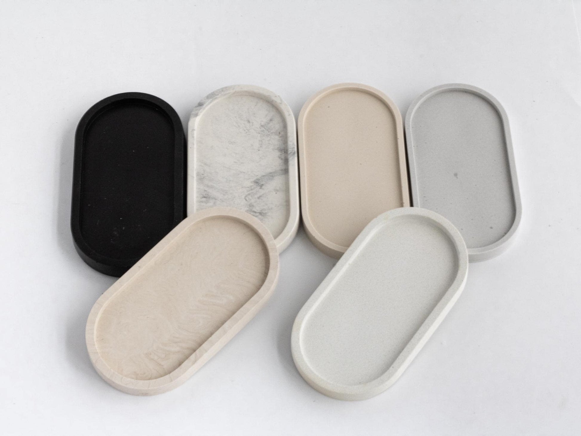 Oval Tray Decor Trinket Dish Small Storage Handmade Jesmonite Neutral Home Decor and Gift