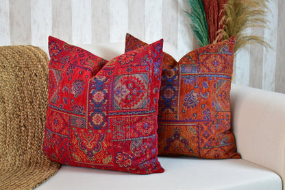 Boho Kilim Pillow Cover, Turkish Rug Throw Pillow, Bohemian Cushion Cover, Moroccan Ethnic Pillow, Cozy Chenille Pillow Cover,Any Size Color